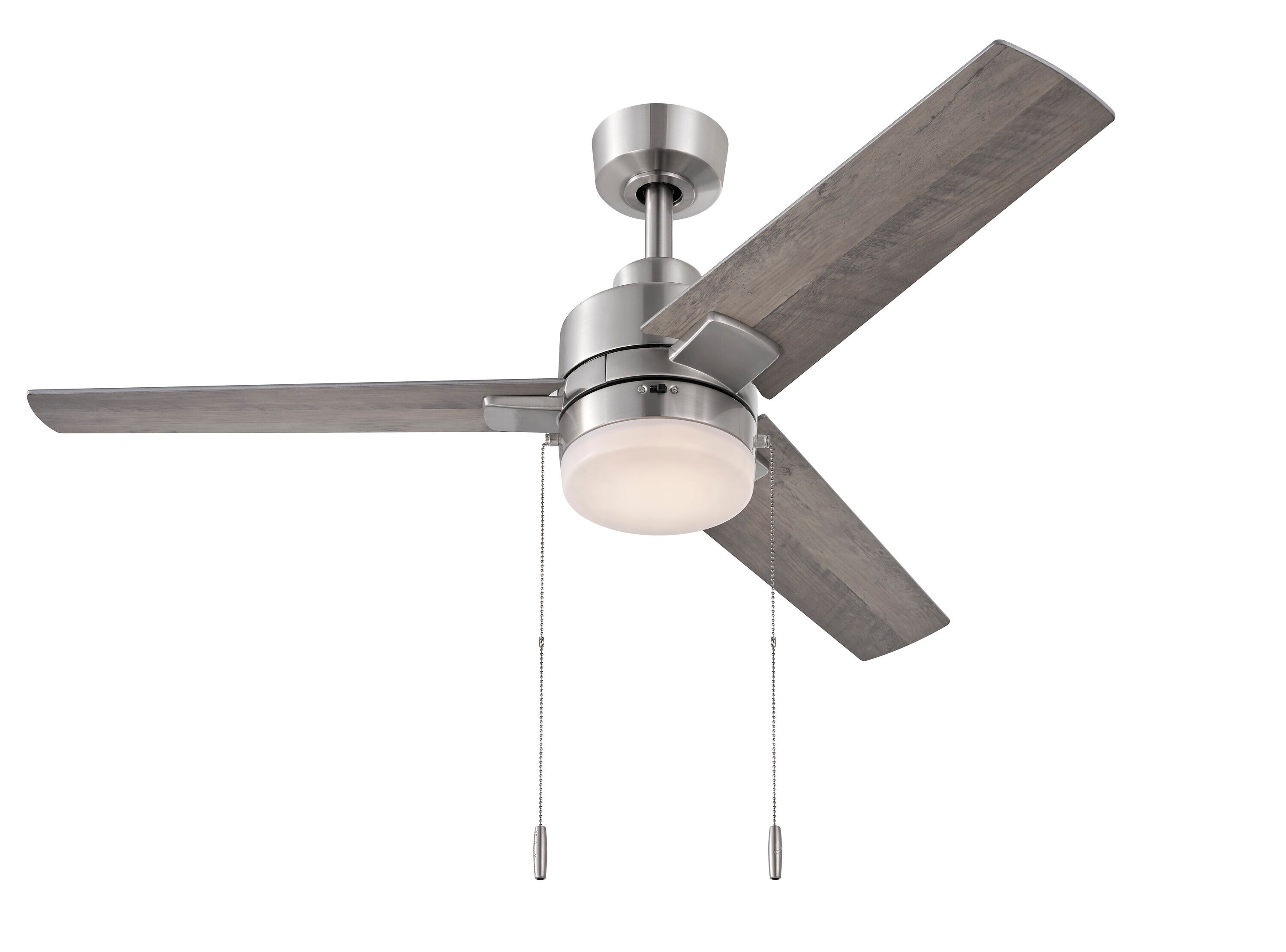 Brinson 44-in Integrated LED Brushed Nickel with Silver/Burnished Maple Blades Ceiling Fan With Light ( 3 -Blade ) - Image 4
