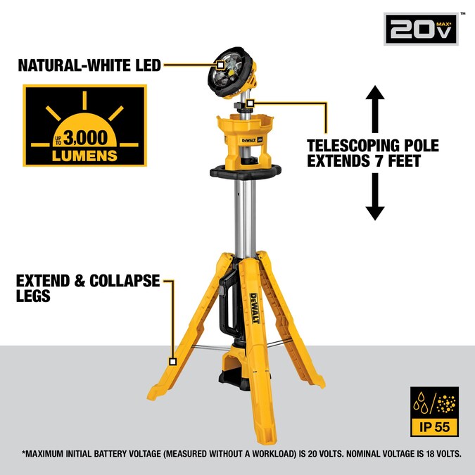 DEWALT 3000-Lumen LED Battery-operated Stand Work Light - Image 2