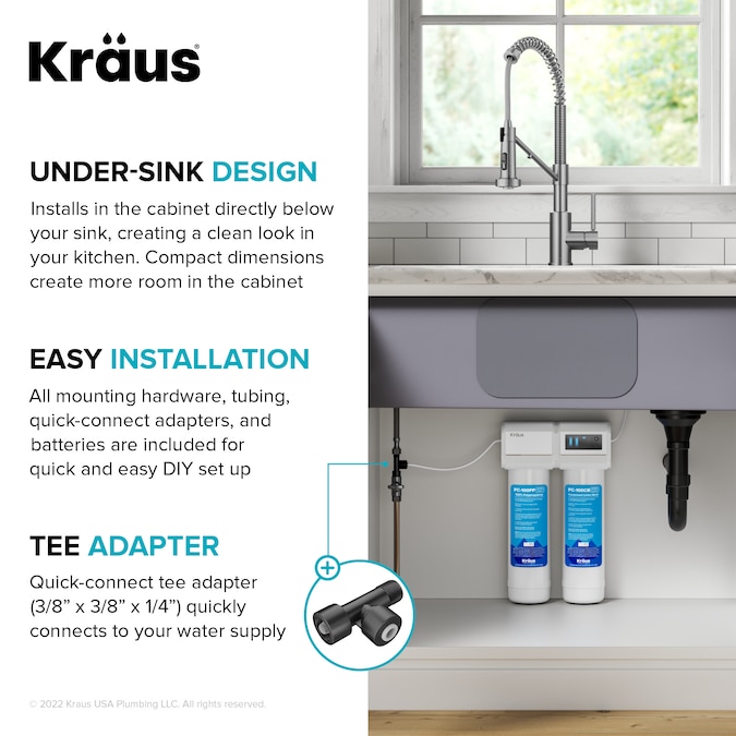 Kraus Purita Dual-stage Carbon Block Reverse Osmosis Filtration Under Sink Water Filtration System - Image 3
