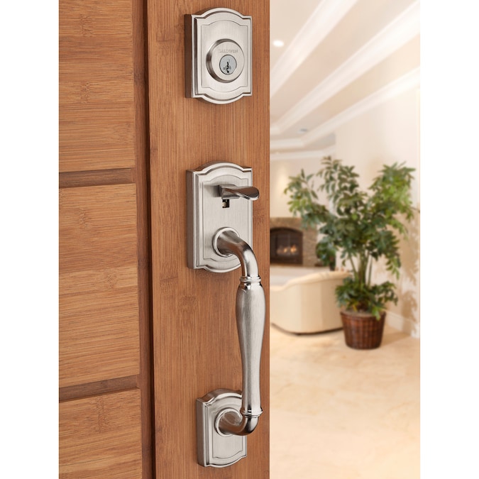 Baldwin Prestige Series Wesley Satin Nickel Single-Cylinder Deadbolt Keyed Entry Door Handleset Knob Smartkey - Image 6