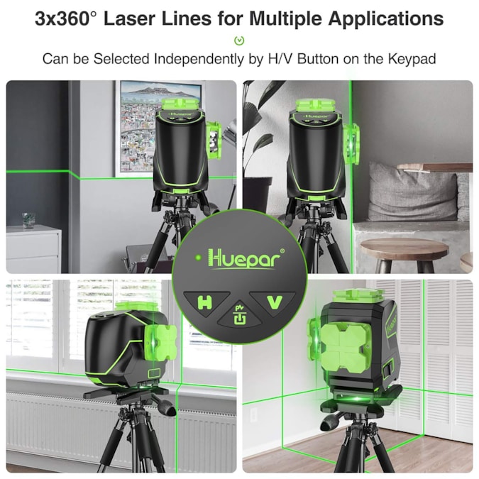 Huepar 200-ft Green Self-Leveling Cross-line Laser Level - Image 6