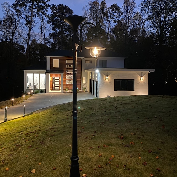 Gama Sonic Everest 92-in H Black Solar LED Post Light