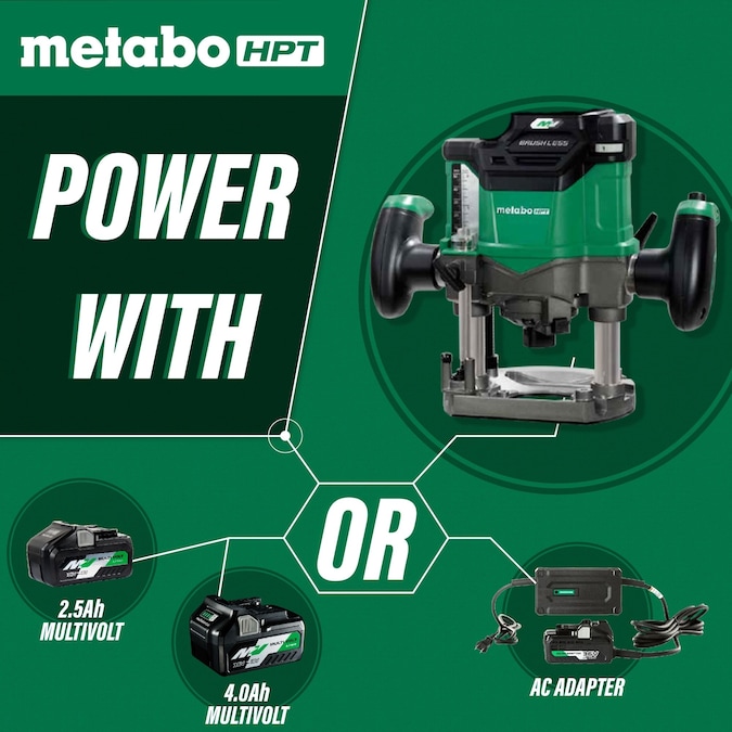 Metabo HPT 1/4-in and 1/2-in 2-HP Variable Brushless Plunge Cordless Router (Bare Tool) - Image 4