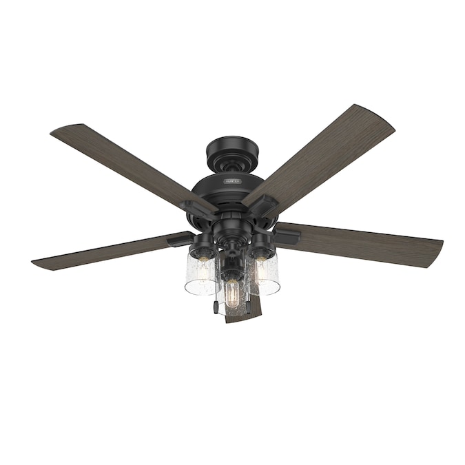 Hunter Hartland 52-in Matte Black with Greyed Walnut Blades LED Indoor Ceiling Fan with Light (5-Blade)