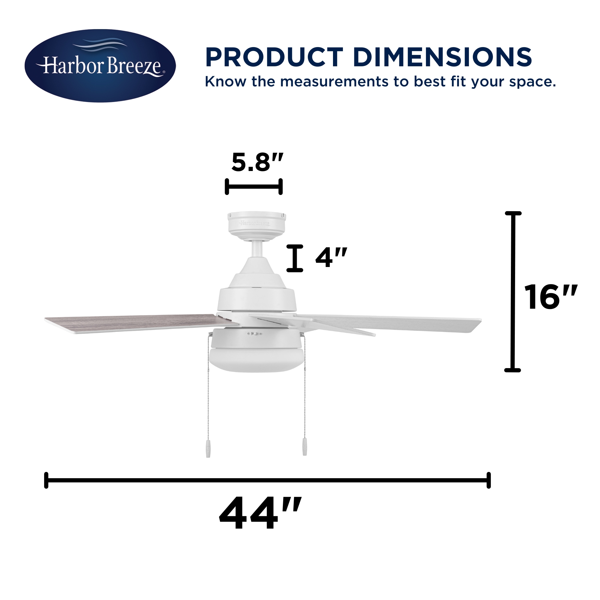 Kennerly 44-in Integrated LED Outdoor White with White/Gray Wash Blades Ceiling Fan With Light ( 5 -Blade ) - Image 7