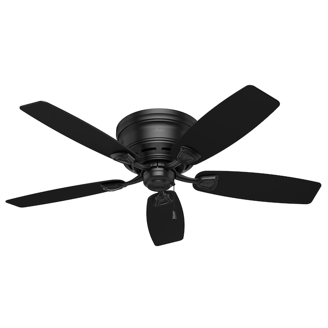 Hunter Sea Wind 48-in Matte black Indoor/Outdoor Flush Mount Ceiling Fan Light Kit Compatible (5-Blade)