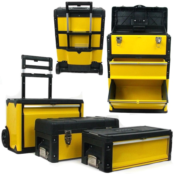 Fleming Supply 20.5-in W x 28-in H x 12-in D 3-Drawer Yellow Plastic Rolling Tool Box