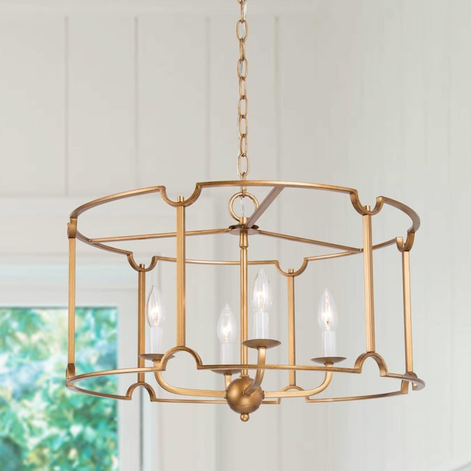 Uolfin 4-Light Matte Gold Mid-century LED Dry rated Chandelier