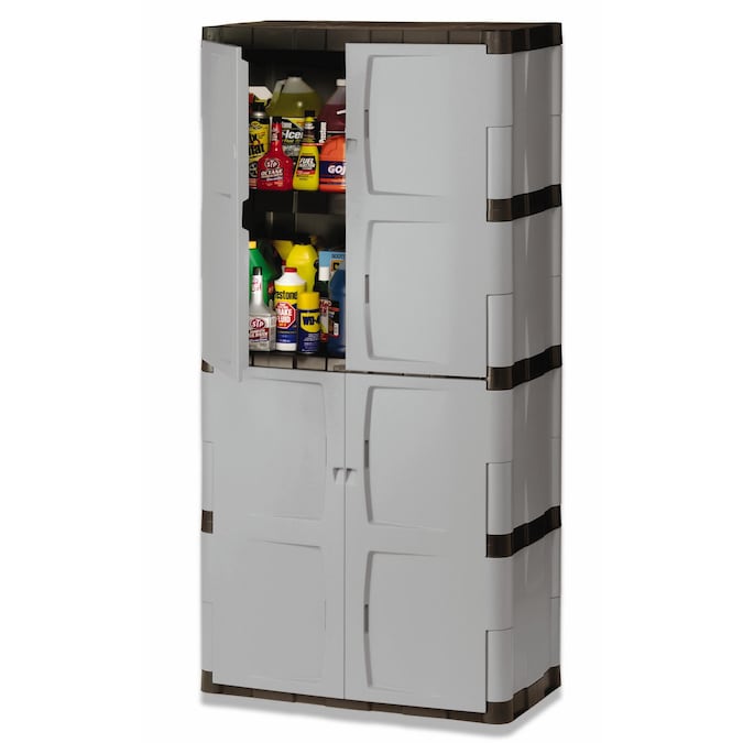 Rubbermaid 36-in W x 72-in H x 18-in D Freestanding Plastic Garage Cabinet in Gray