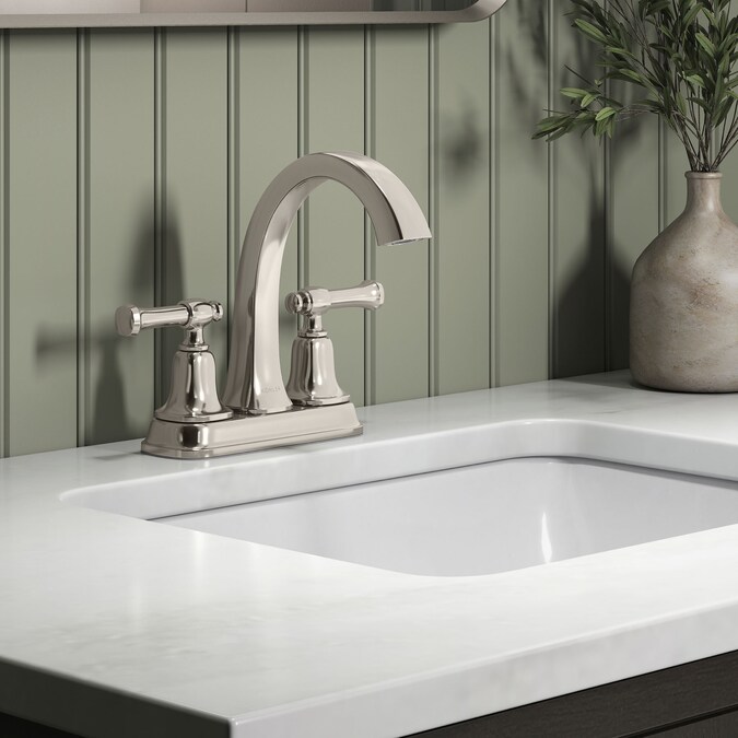 ER Florez Vibrant Polished Nickel 2-hole 2-Handle WaterSense Bathroom Sink Faucet with Drain - Image 2