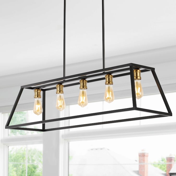 JONATHAN  Y Floyd 38" Iron Adjustable Farmhouse Black Bohemian/Global Linear LED Large Hanging Pendant Light