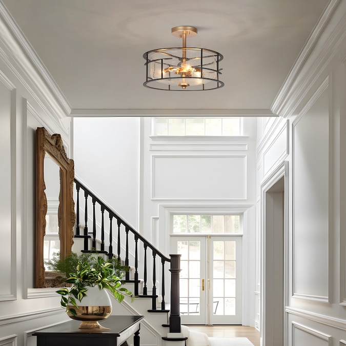 ZEVNI Cleon 3-Light Satin Gold LED Semi mount light - Image 3