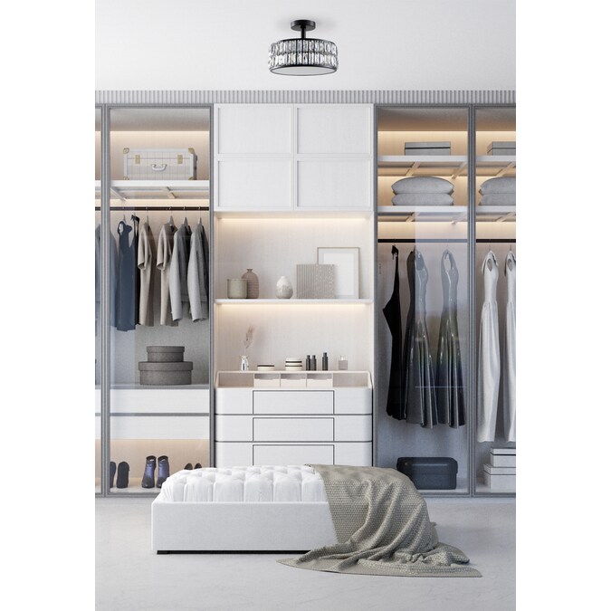 allen + roth Willow 1-Light 12.72-in Matte Black LED Semi mount light