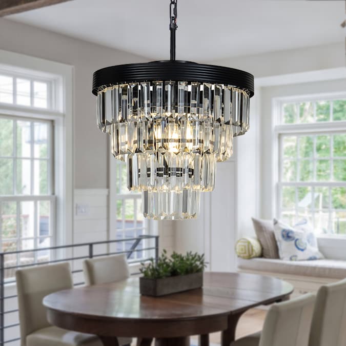AloaDecor Lighting 3-Light Matte Black Modern/Contemporary Dry rated Chandelier