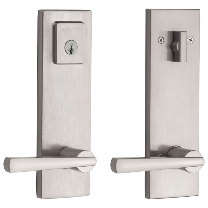 Baldwin Prestige Series Spyglass Satin Nickel Single-Cylinder Deadbolt Keyed Entry Door Handleset with Spyglass Lever and Smartkey