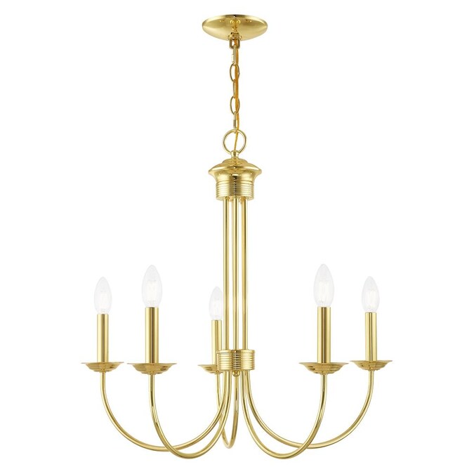 Livex Lighting Estate 5-Light Polished Brass Traditional Damp Rated Chandelier