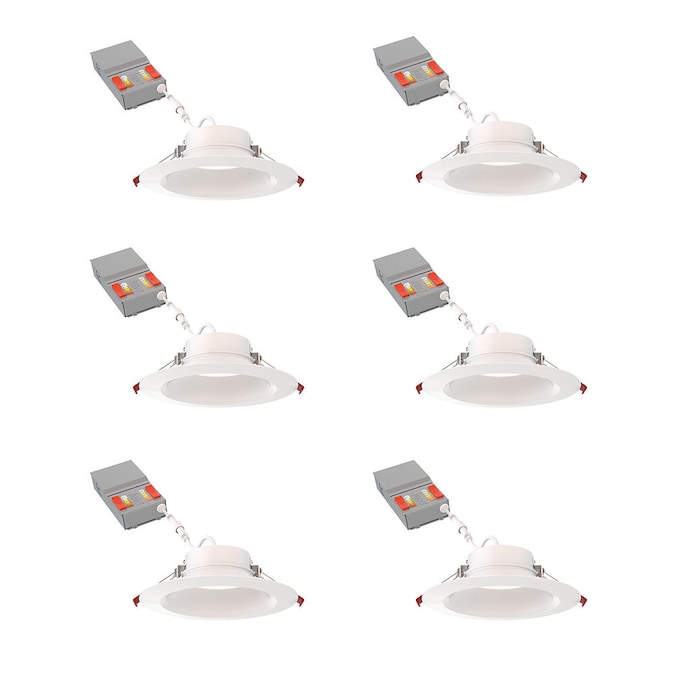 Juno Matte 6-in 1050-Lumen Switchable Round Dimmable LED Canless Shower Recessed Downlight (6-Pack)