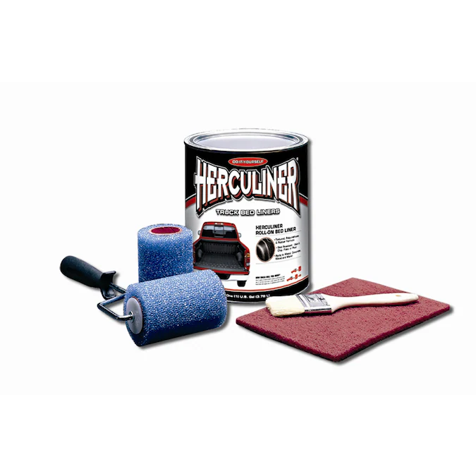 HERCULINER Black 1-Gallon Truck Bed Liner Kit | Polyurethane | Roller Included | Skid-Resistant | Rust Prevention | Durable & Textured Finish