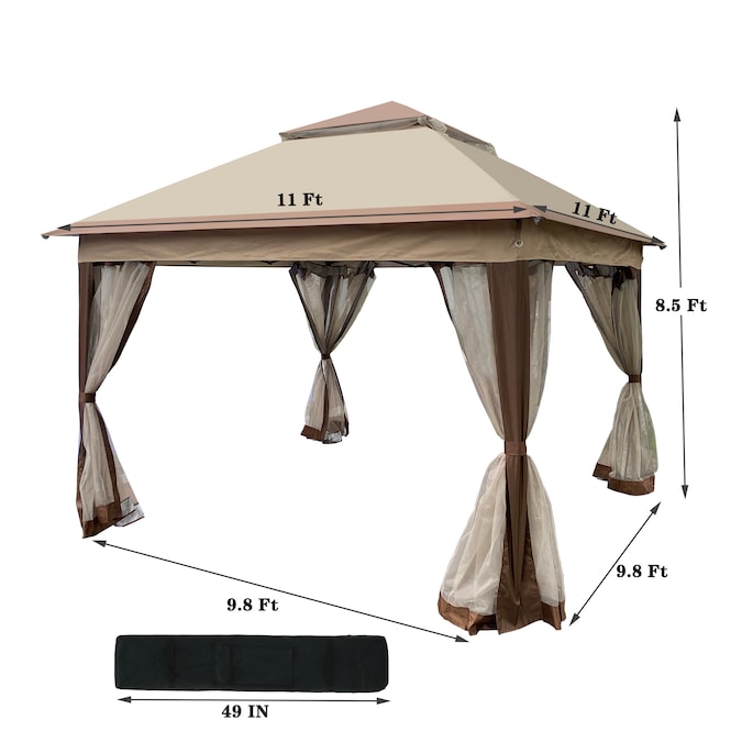 CASAINC 11-ft x 11-ft Square Brown Pop-up Canopy - Image 4