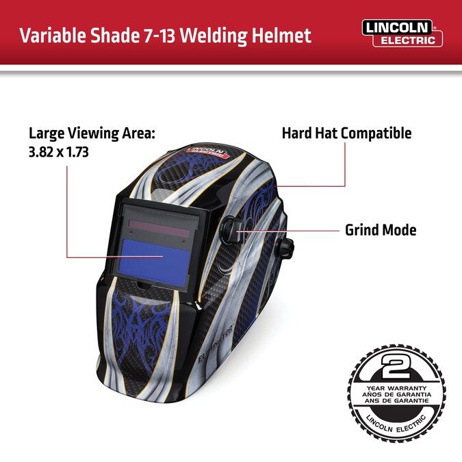 Lincoln Electric Auto Darkening Variable Shade Blue Welding Helmet - Image 2