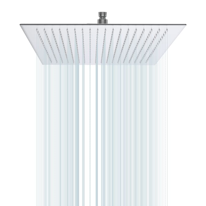 WELLFOR Brushed Nickel 16-in Square Fixed Rain 2.5-GPM (9.5-LPM)