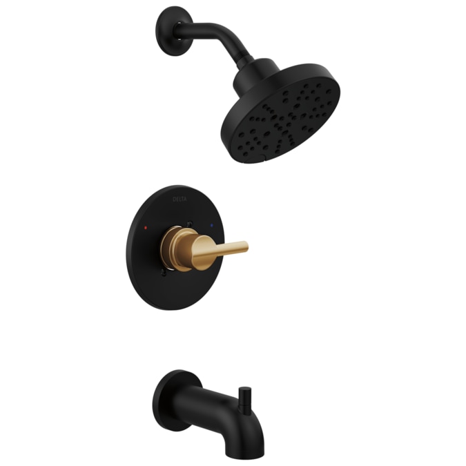 Delta Nicoli Black 1-handle Multi-function Round Bathtub and Shower Faucet Valve Included