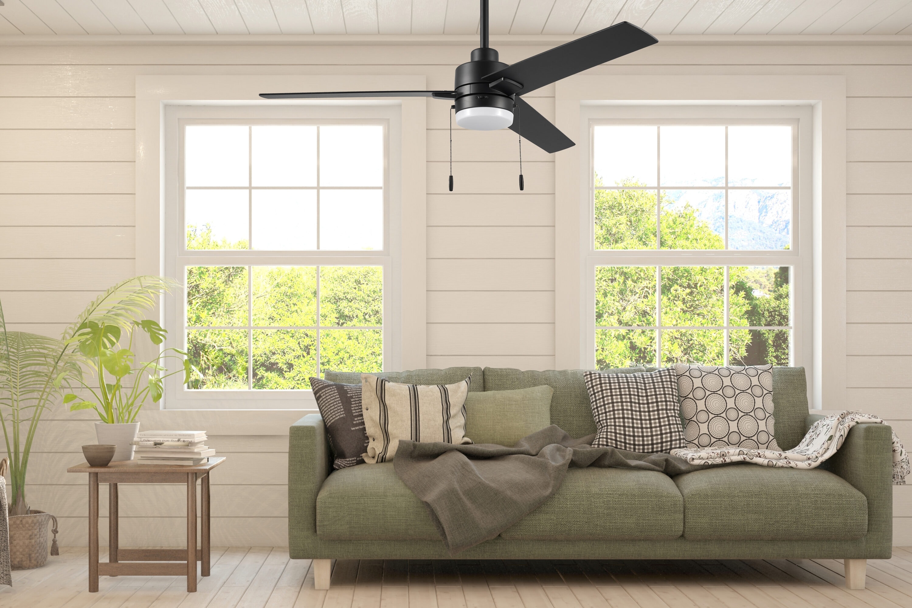 Brinson 52-in Integrated LED Black with Black/Dark Gray Walnut Blades Ceiling Fan With Light ( 3 -Blade ) - Image 11