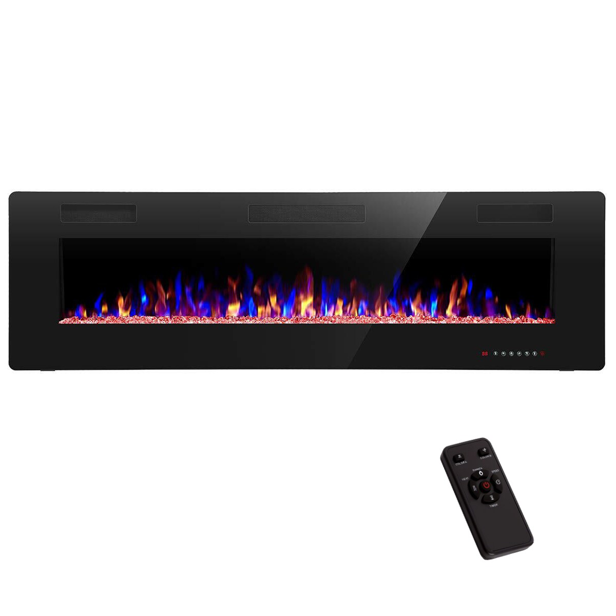 60-Inches W Black Wall mount LED Wall-mount Electric Fireplace with Remote Control Included