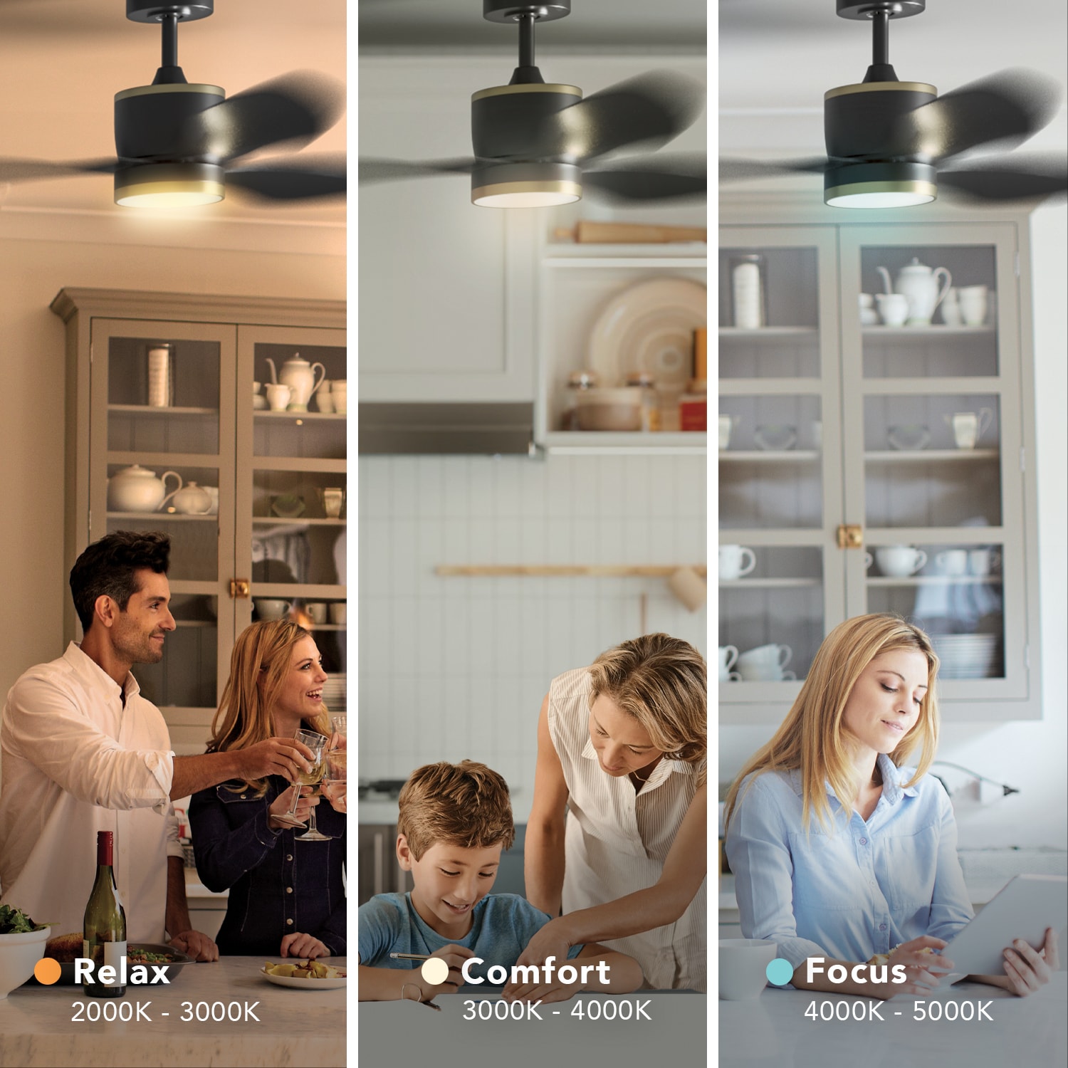 48-in Color-Changing Integrated LED Smart Black with Matte Blades - Remote Included ( 3 -Blade ) - Image 7