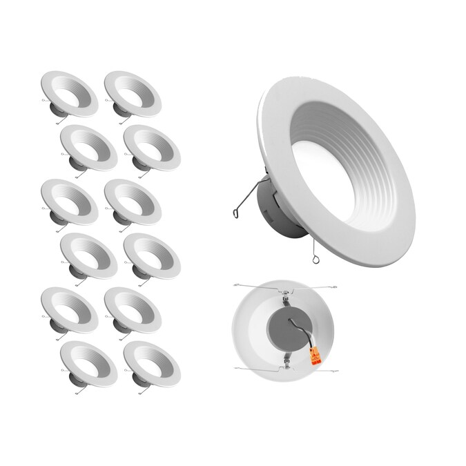 Nicor Lighting DLR56(v6) White Baffle 5-in or 6-in 934-Lumen Soft White Round Dimmable LED Canned Shower Recessed Downlight (12-Pack)