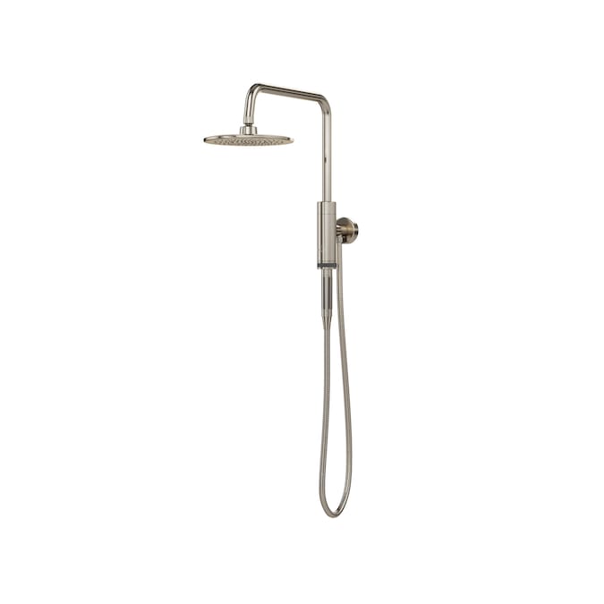 PULSE Brushed-nickel 8-in Dual Head Shower Faucet Bar System with 2-way Diverter