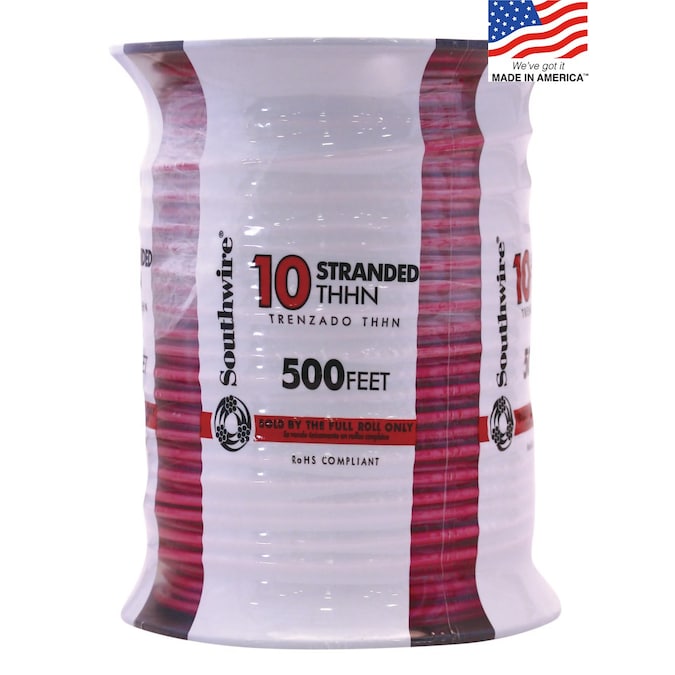 Southwire 500-ft 10-AWG Red Stranded Copper Thhn Wire (By-the-roll)