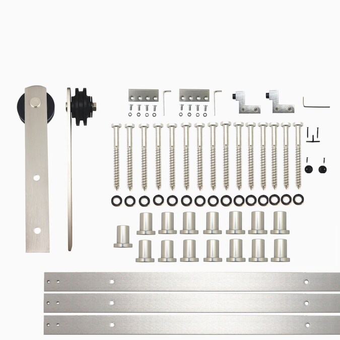 HOMACER 240-in Brushed Nickel Indoor I-strap Single Barn Door Hardware Kit