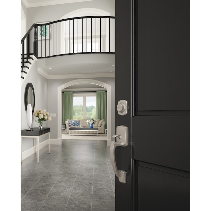 Schlage Greenwich Satin Nickel Entry Door Handleset with Sacramento Lever - Image 7