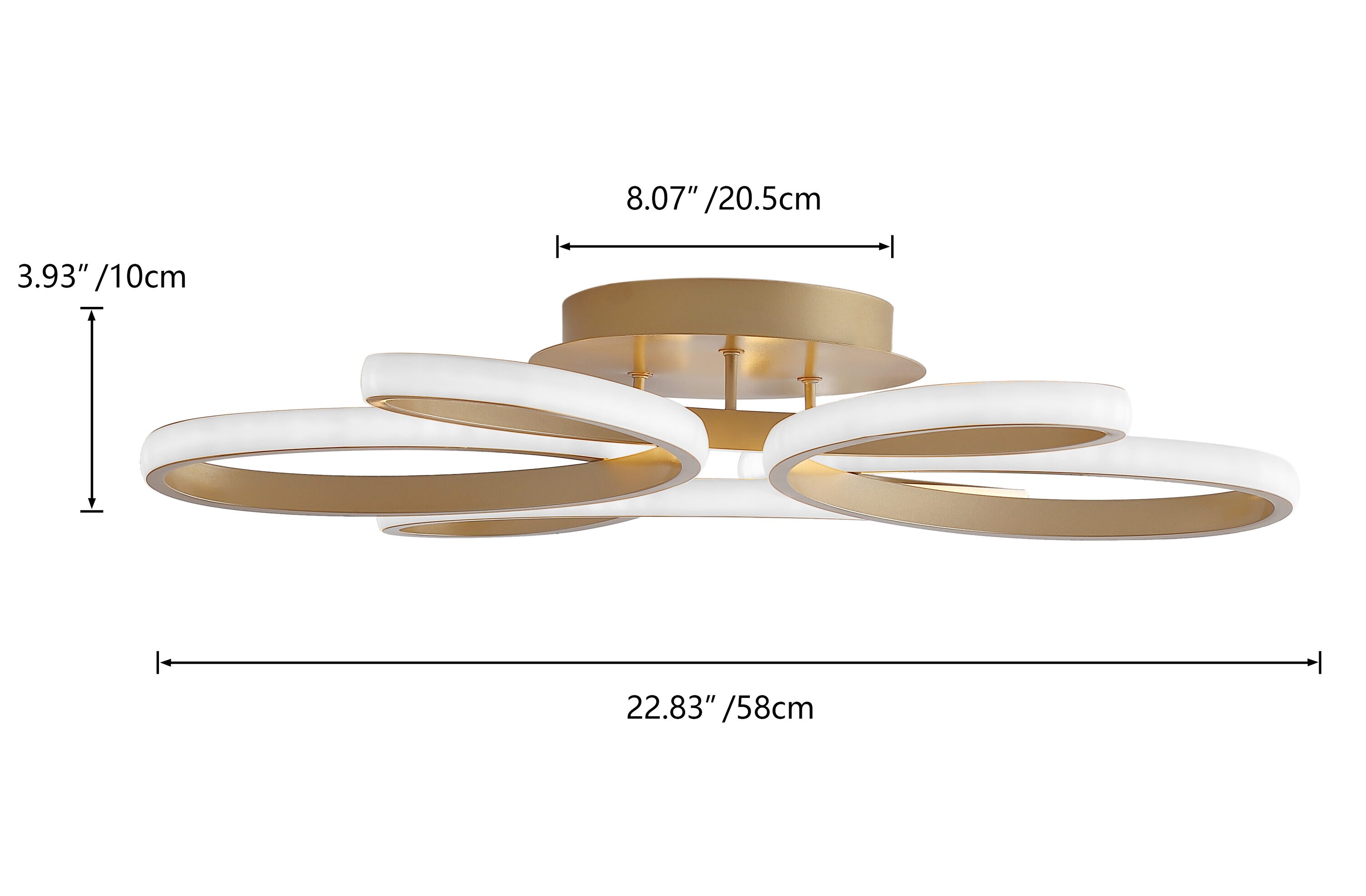 1 -Light 22.8-in Gold Integrated LED Semi Flush Mount Light ENERGY STAR Certified - Image 8
