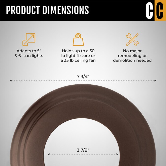 The Can Converter 7-in Incandescent Remodel or New Construction Oil Rubbed Bronze Non-ic Open Recessed Light Kit - Image 3