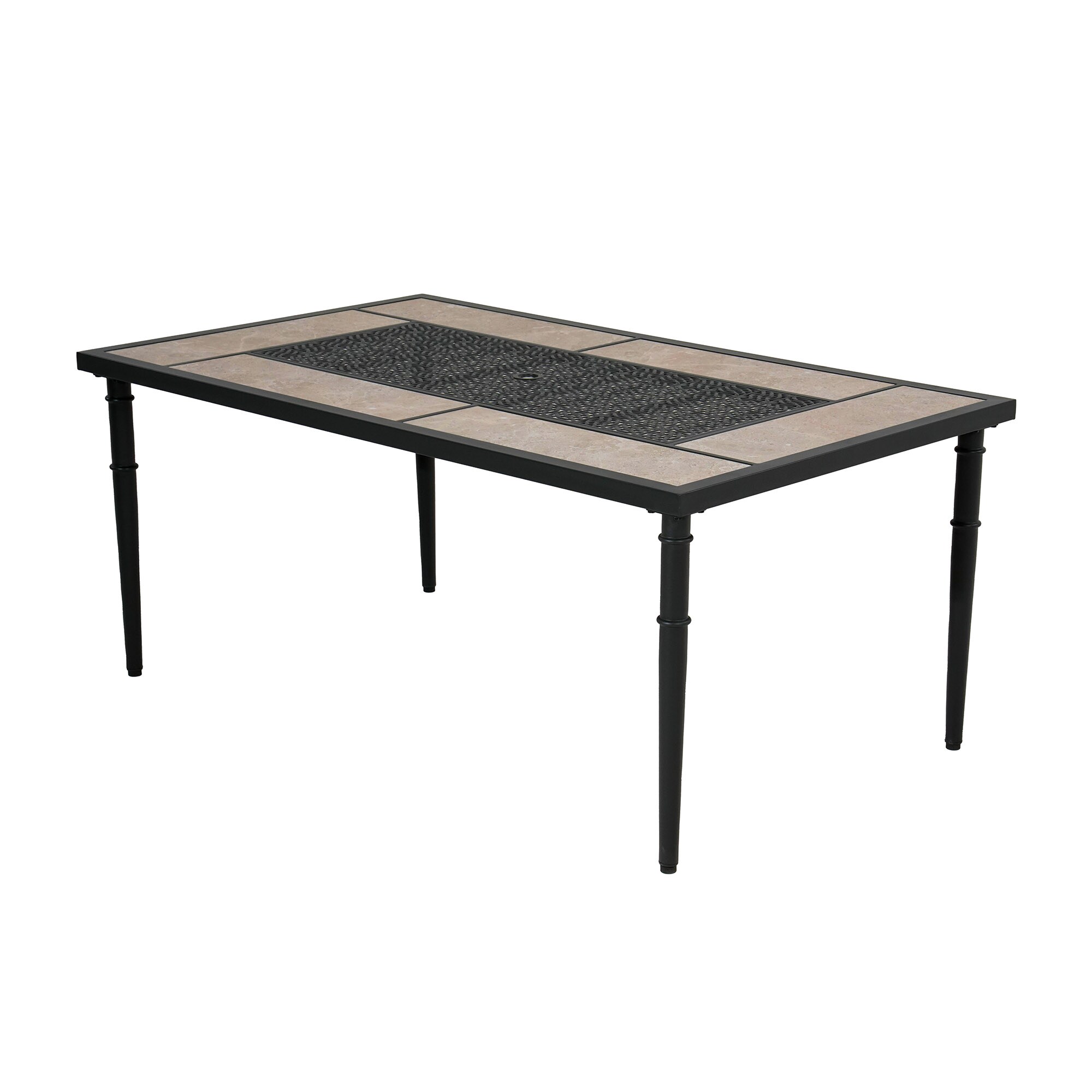Thomas Lake Rectangle Outdoor Dining Table 39-in W x 67-in L with Umbrella Hole - Image 11