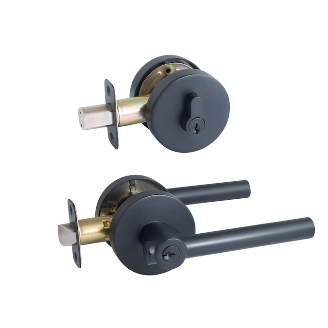 Design House Eastport Matte Black Single Deadbolt Interior/Exterior Keyed Entry Door Handle