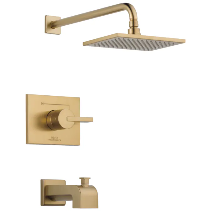 Delta Vero Champagne Bronze 1-handle Single Function Square Bathtub and Shower Faucet Valve Included