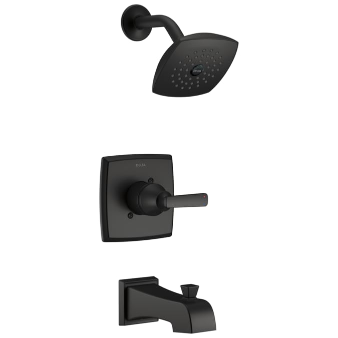 Delta Ashlyn Matte Black 1-handle Single Function Round Bathtub and Shower Faucet Valve Included