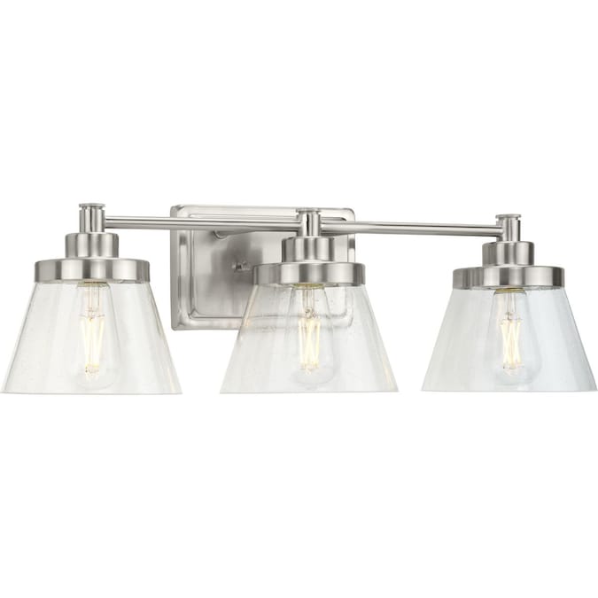 Progress Lighting Hinton 24.5-in 3-Light Brushed Nickel Farmhouse Vanity Light