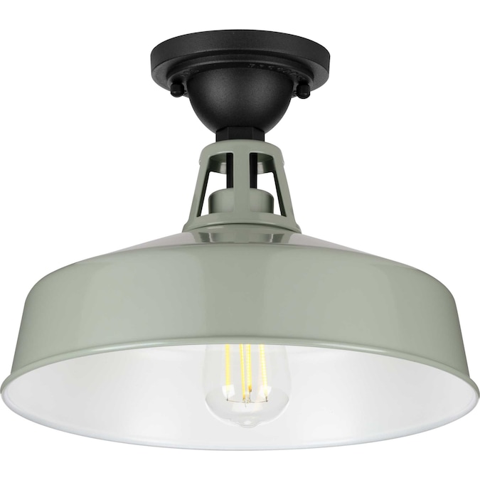 Progress Lighting Cedar Springs 1-Light 9.5-in Green Indoor/Outdoor Semi Flush Mount Light