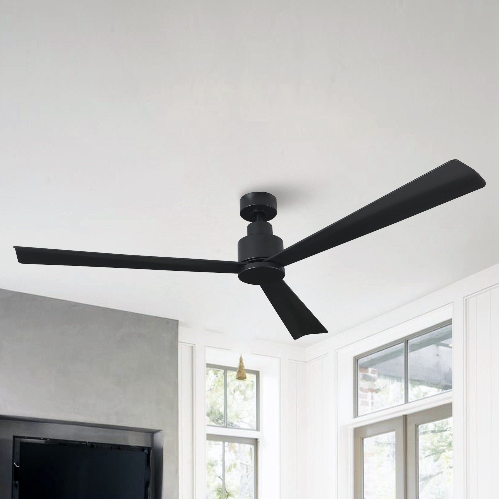 52-in Outdoor Matte Black with Black Blades Ceiling Fan Without Light - Remote Included ( 3 -Blade ) - Image 15