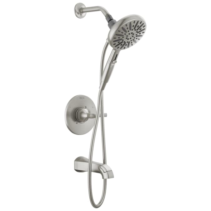 Delta Arcadia Spotshield Brushed Nickel 1-handle Multi-function Round Bathtub and Shower Faucet