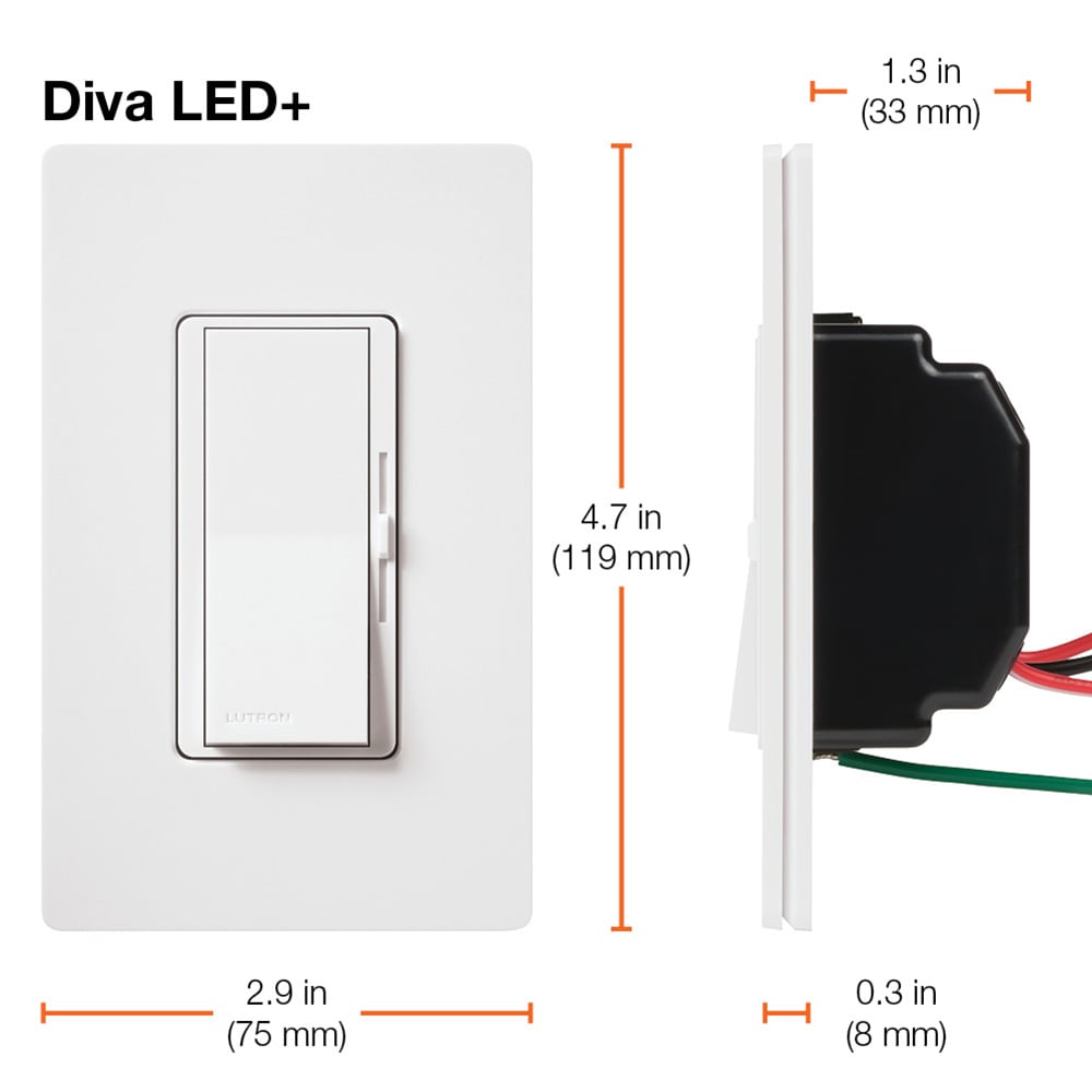 Diva LED+ Single-pole/3-way LED Rocker Light dimmer switch White 3 -Pack - Image 17