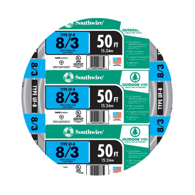 Southwire 50-ft 8/3 Stranded UF-B Wire W/G (By-the-roll)