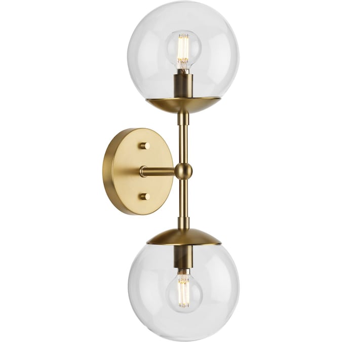 Progress Lighting Atwell 5.87-in W 2-Light Brushed Bronze Modern/Contemporary Led Incandescent Halogen Wall Sconce