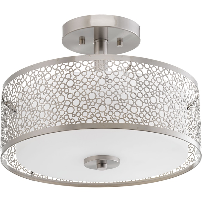 Progress Lighting Mingle LED 1-Light Brushed Nickel LED Semi Flush Mount Light ENERGY STAR