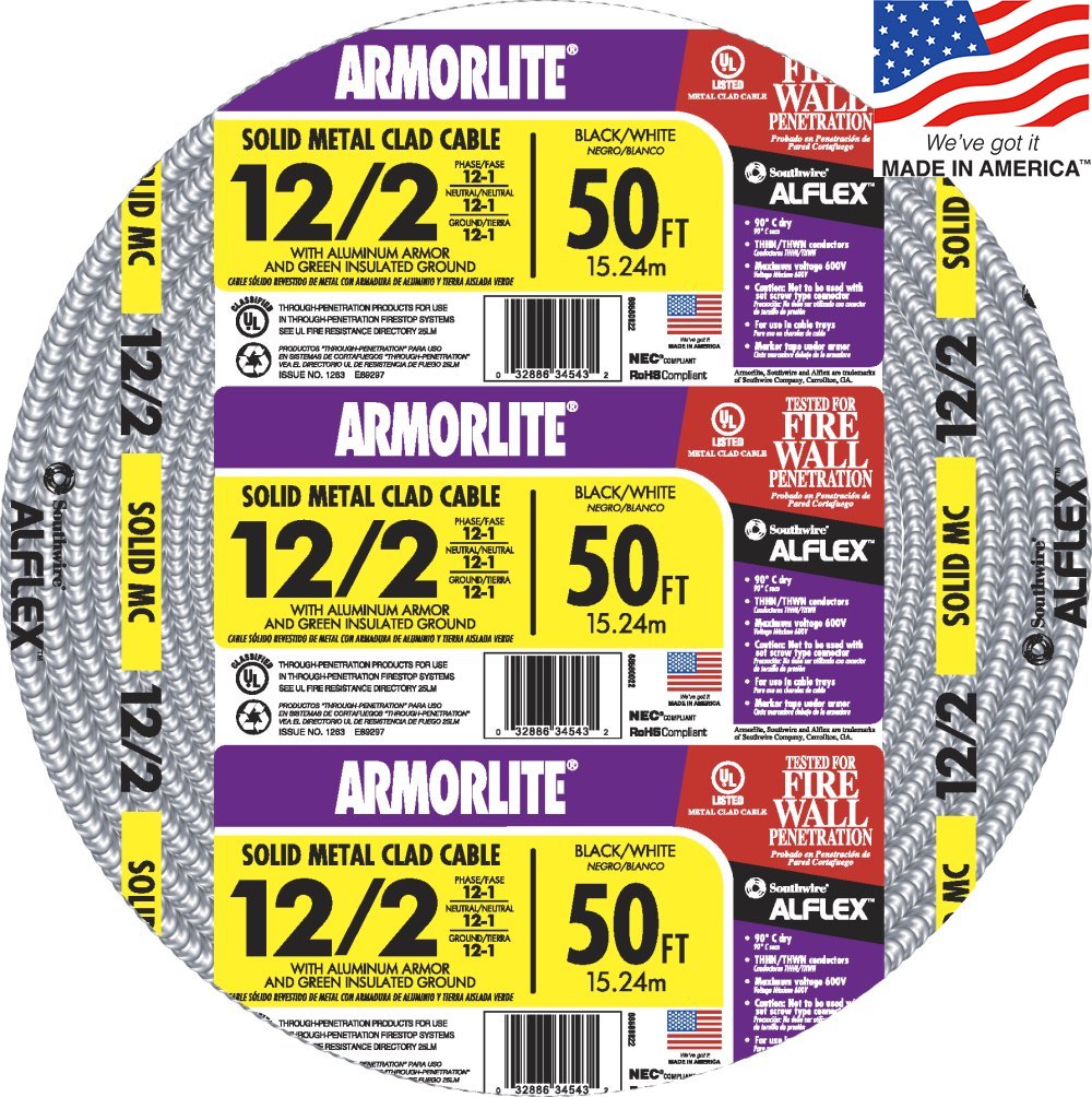 Armorlite 50-ft 12 / 2 Solid Aluminum MC (Metal Clad) Cable