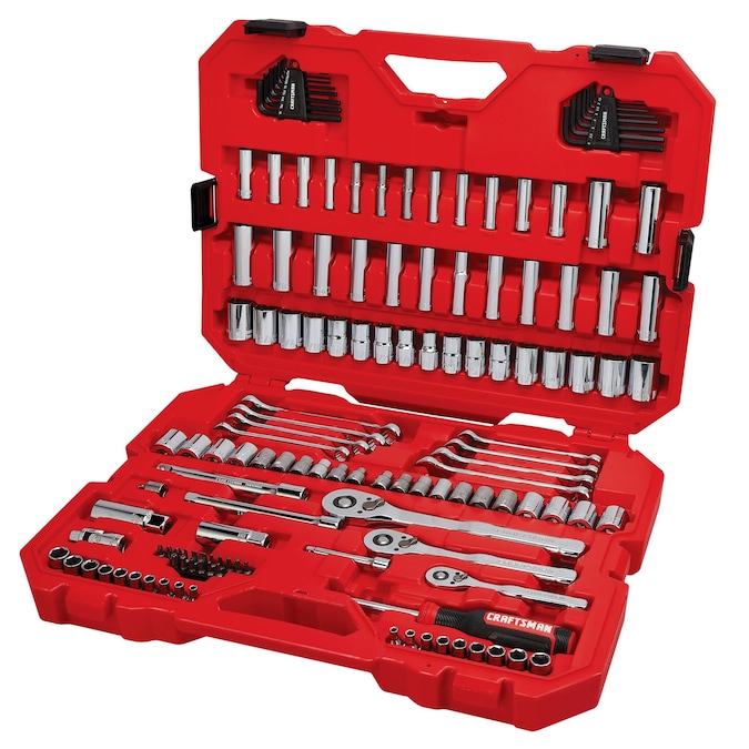 CRAFTSMAN 135-Piece Standard (SAE) and Metric Polished Chrome Mechanics Tool Set with Hard Case